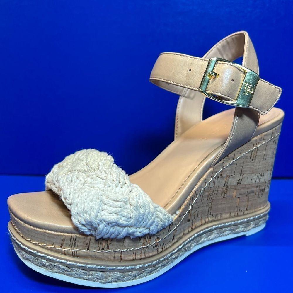 Steve Madden Cool Planet Junee-W Platform Wedge Sandals Natural Multi‎ 5.5